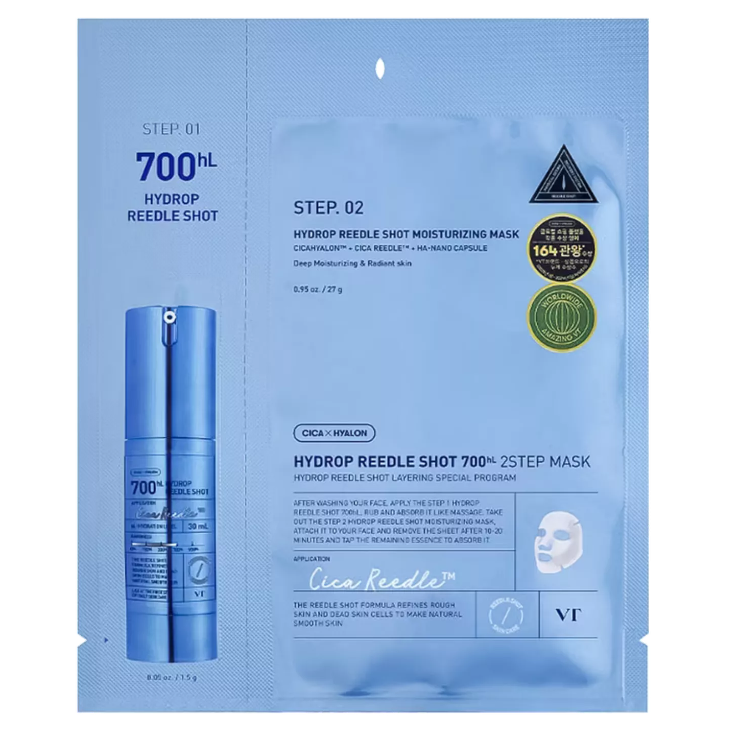 VT Cosmetics Hydrop Reedle Shot 700hL 2-Step Mask - 1 Sheet