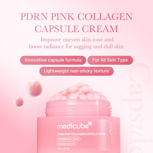 Medicube Pink Collagen Capsule Cream with product description