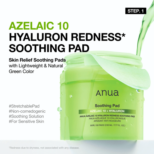 Anua - Azelaic 10 Hyaluron Redness Soothing Pad - 90 Pads