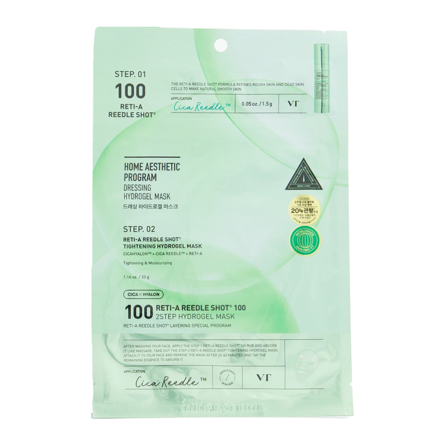 VT Cosmetics - Reti-A Reedle Shot 100 2-Step Hydrogel Mask - 33g (Single)