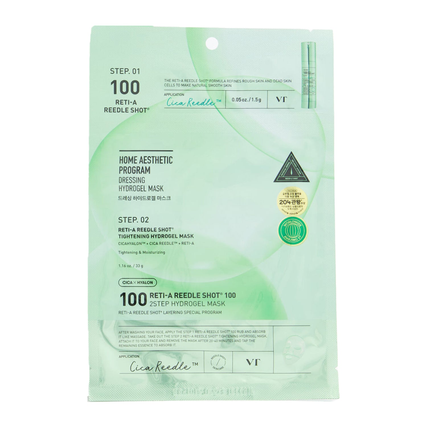 VT Cosmetics - Reti-A Reedle Shot 100 2-Step Hydrogel Mask - 33g (Single)