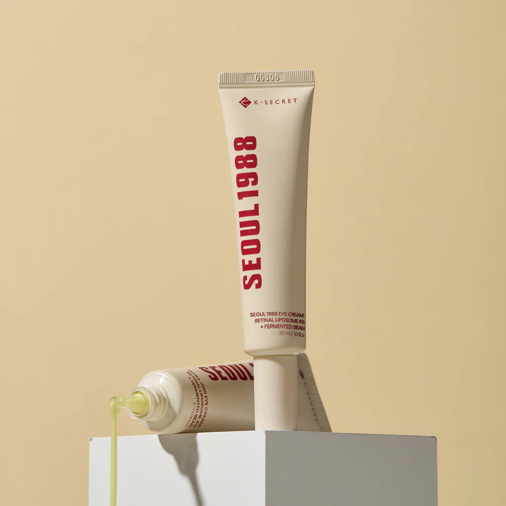 KSECRET - SEOUL 1988 Eye Cream : Retinal Liposome + 4 Fermented Bean tube with product running out of the tube. 
