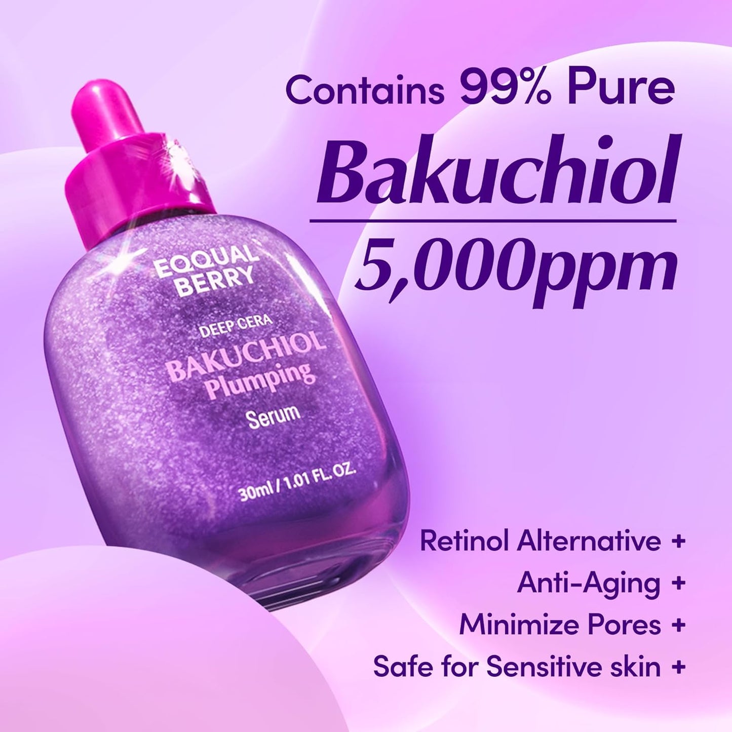 EQQUALBERRY – Bakuchiol Plumping Serum 30ml – Retinol-Alternative & Barrier-Boosting Serum