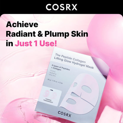 COSRX – The Peptide Collagen Lifting Glow Hydrogel Mask (3 sheets) – Lifting & Firming Hydrogel Mask