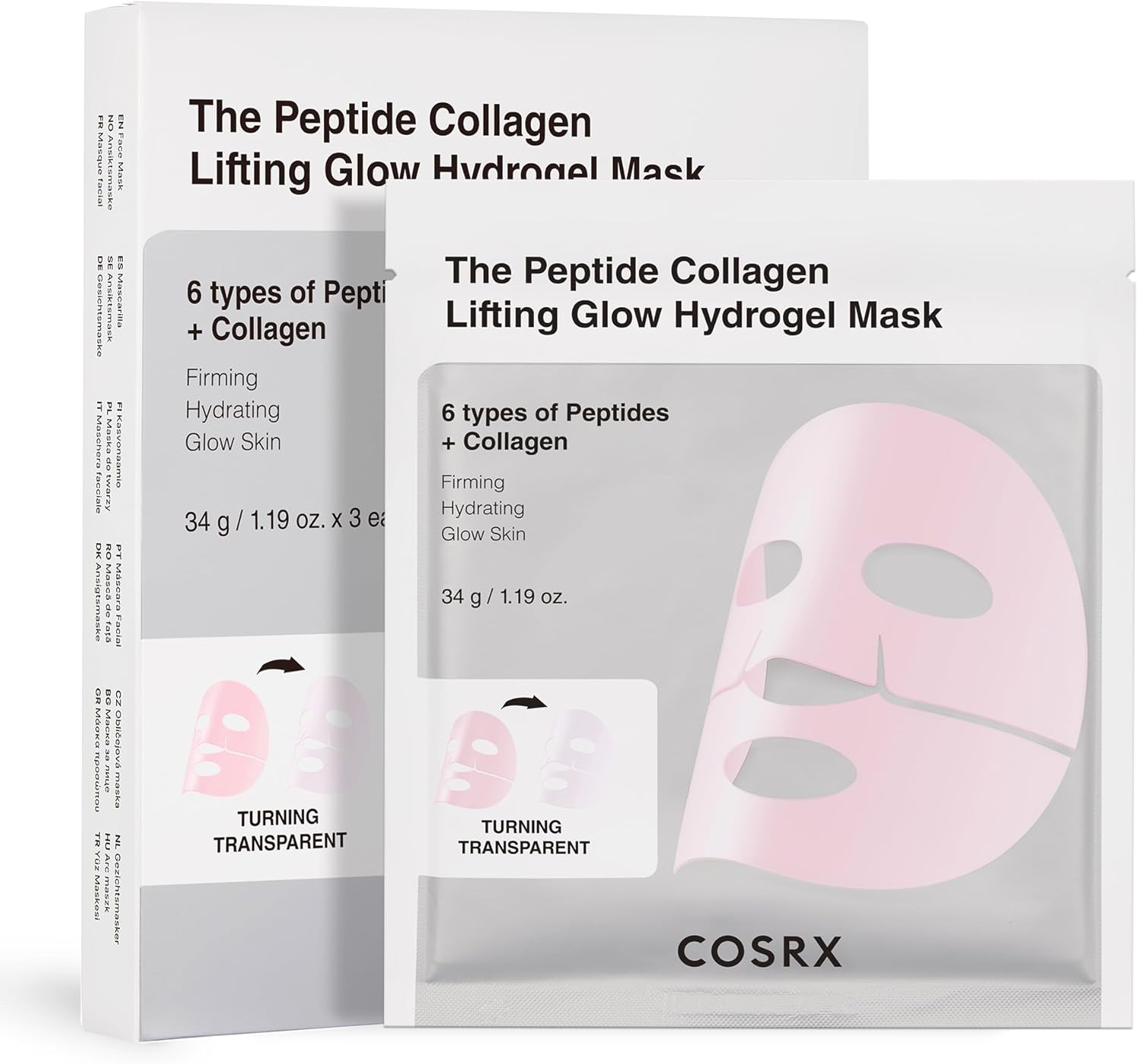 COSRX – The Peptide Collagen Lifting Glow Hydrogel Mask (3 sheets) – Lifting & Firming Hydrogel Mask – anti-aging product from The K Beauty Edit