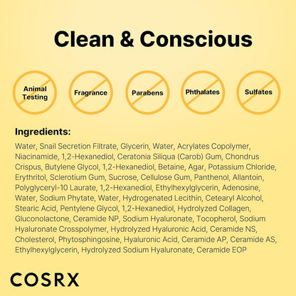 COSRX – Advanced Snail Mucin Glass Glow Hydrogel Mask (3 sheets) – Hydrating Glass Skin Mask