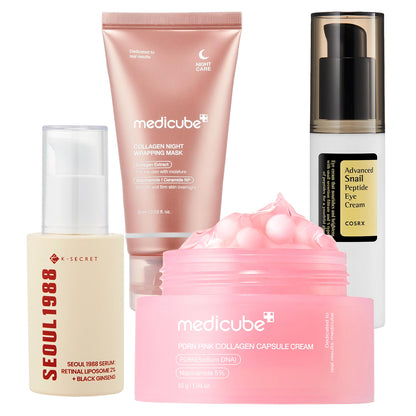 Anti-Ageing Power Routine – Retinal Serum, Collagen Cream, Night Mask & Peptide Eye Cream Bundle