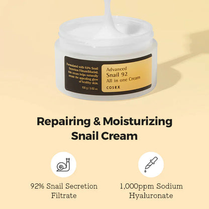 COSRX - Advanced Snail 92 All In One Cream 100g – Hydrating Moisturiser 100ml