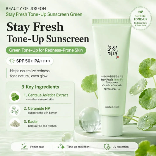 Beauty of Joseon - Stay Fresh Tone-Up Sunscreen Centella + Ceramide SPF50+ PA++++ Green - 50ml - Image 2