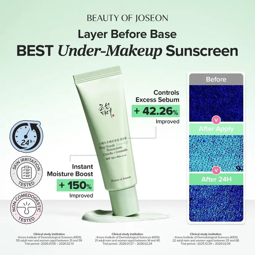 Beauty of Joseon - Stay Fresh Tone-Up Sunscreen Centella + Ceramide SPF50+ PA++++ Green - 50ml - Image 3