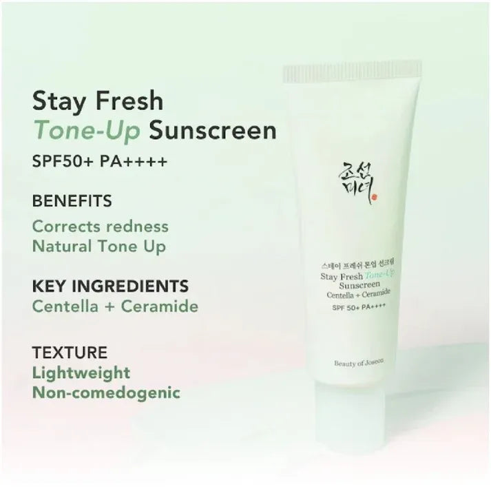 Beauty of Joseon - Stay Fresh Tone-Up Sunscreen Centella + Ceramide SPF50+ PA++++ Green - 50ml - Image 5