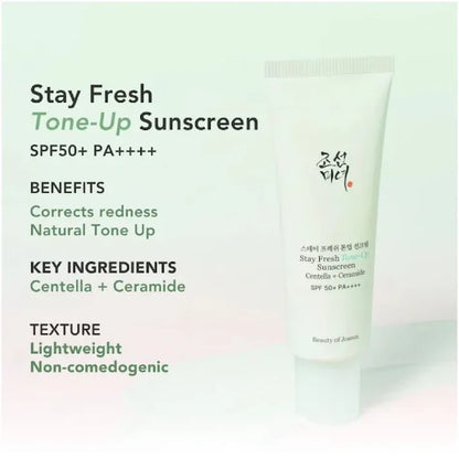 Beauty of Joseon - Stay Fresh Tone-Up Sunscreen Centella + Ceramide SPF50+ PA++++ Green - 50ml - Image 5