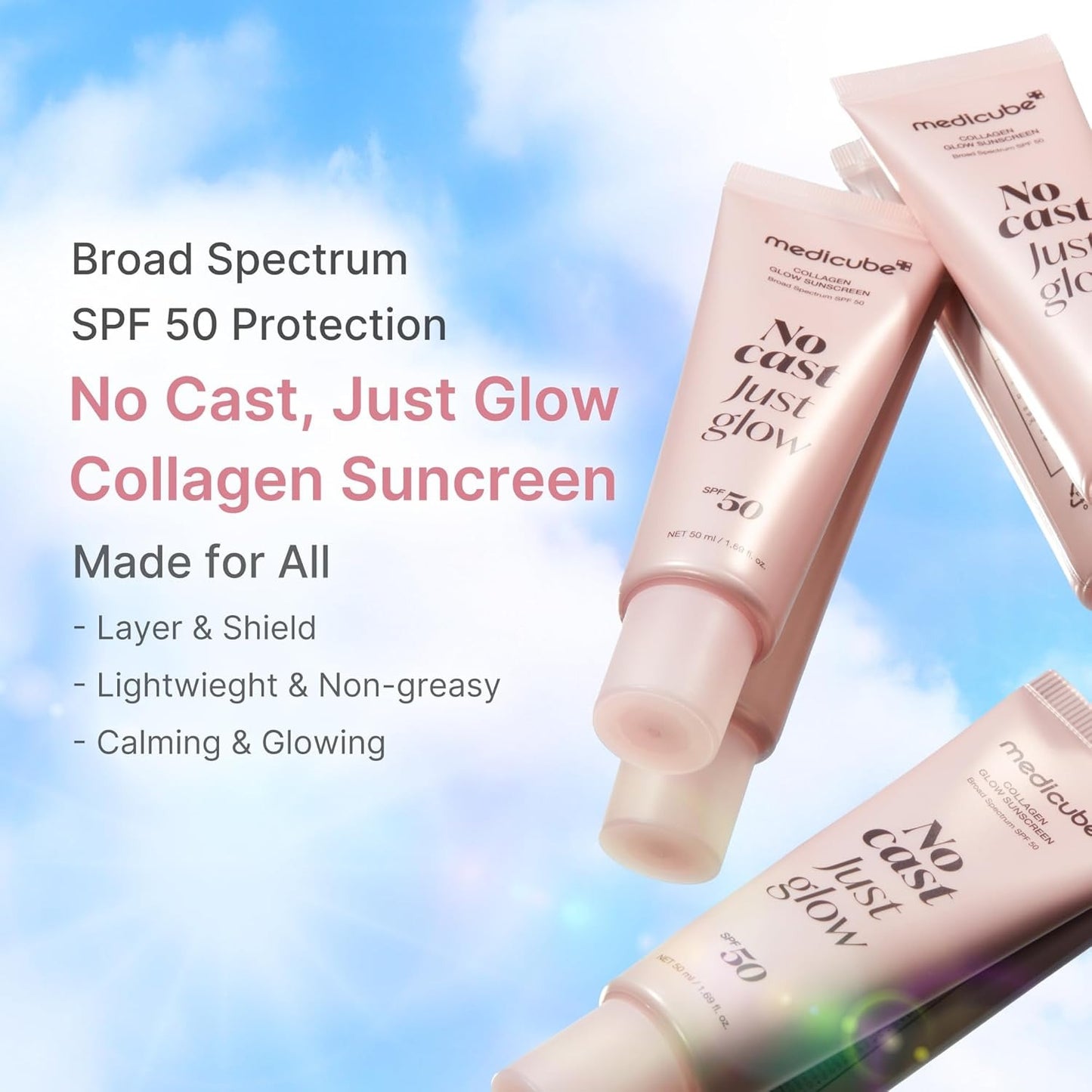Medicube - No Cast Just Glow Collagen Sunscreen SPF50 - 50ml - Image 2