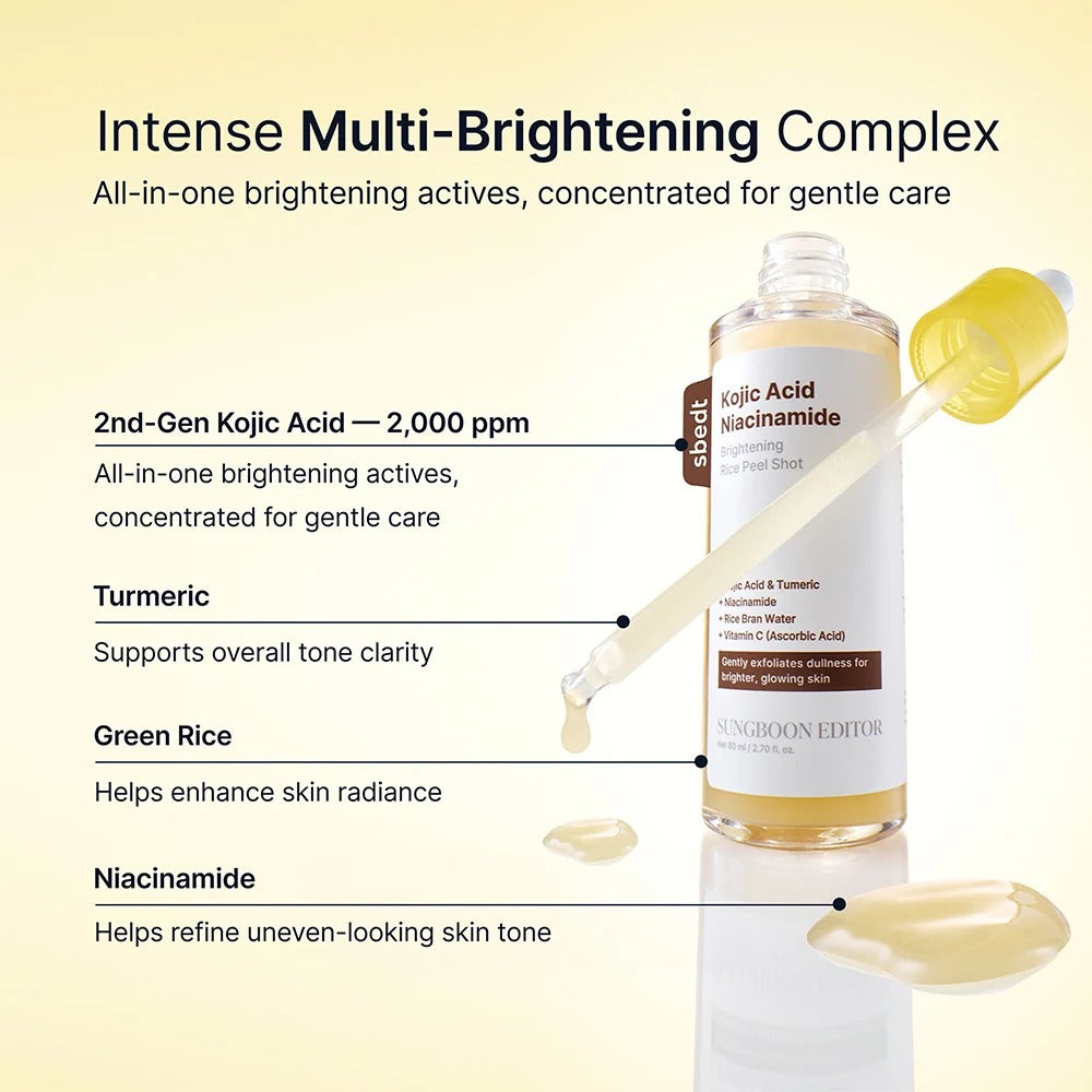 Sungboon Editor - Kojic Acid Niacinamide Brightening Rice Peel Shot - 80ml - Image 6
