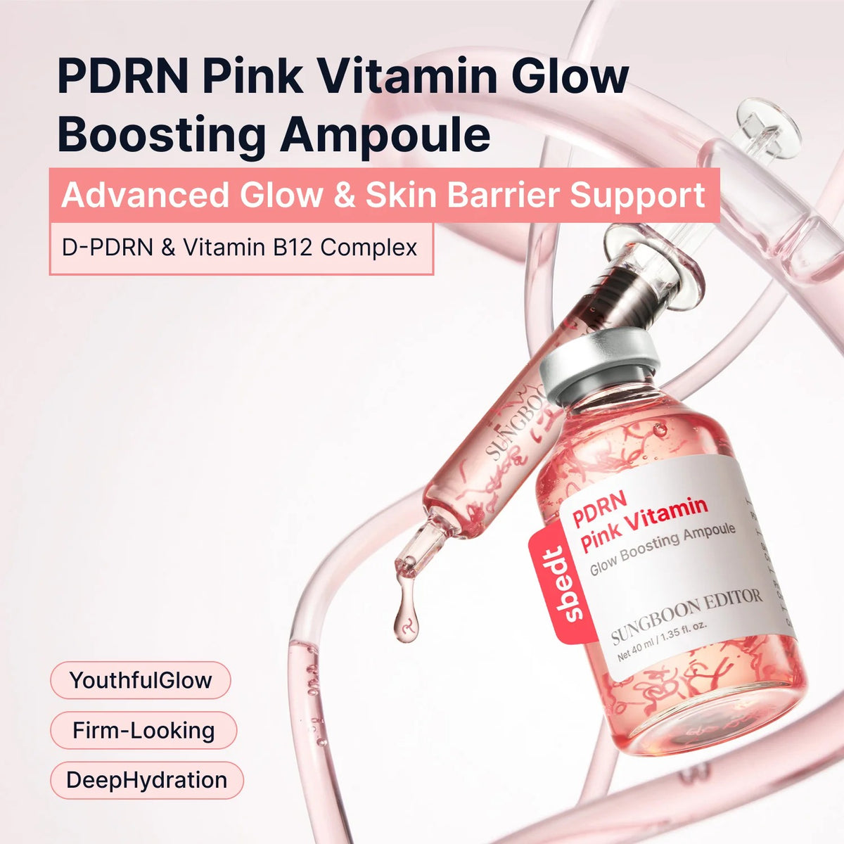 Sungboon Editor - Collagen Peptide Pink PDRN Glow Intensive Ampoule - 40ml - Image 7