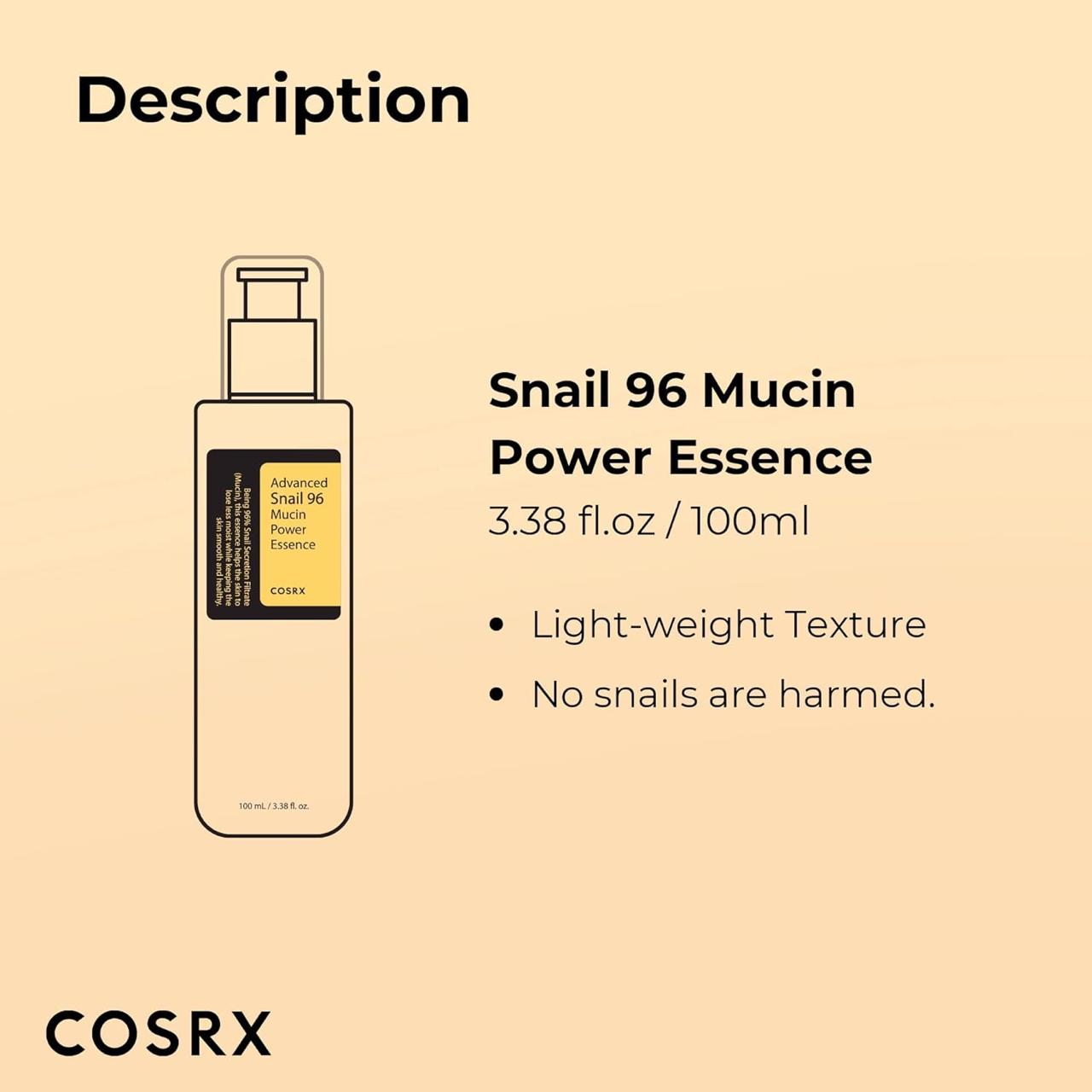 COSRX - Advanced Snail 96 Mucin Power Essence - Moisturising Snail Mucus Essence Serum - 100ml