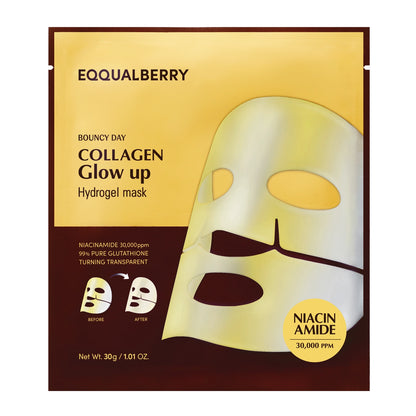 EQQUALBERRY - Collagen Glow Up Hydrogel Mask - Brightening & Firming Hydrogel Mask – Korean skincare product from The K Beauty Edit