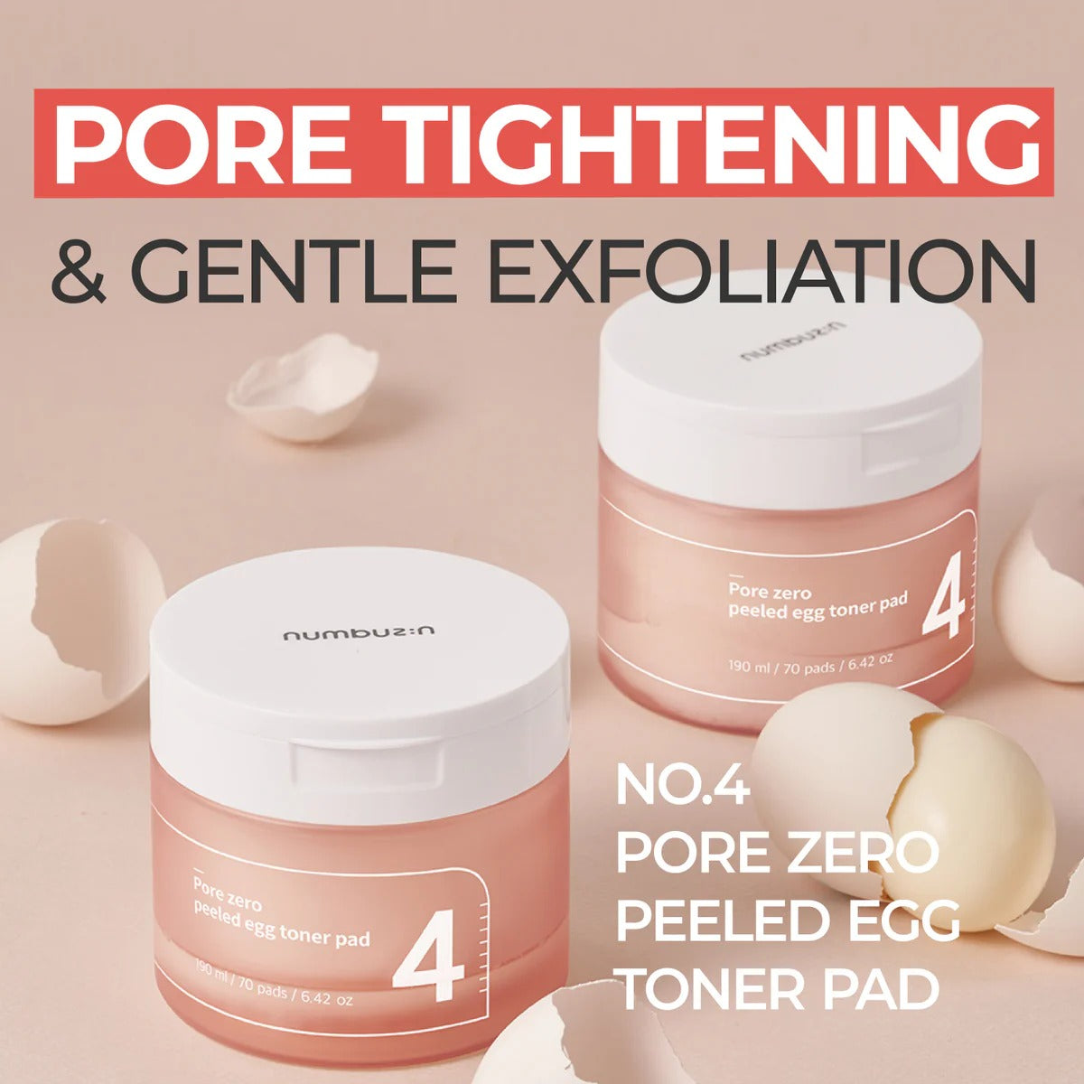 Numbuzin - No.4 Pore Zero Peeled Egg Toner Pads - 70 Pads
