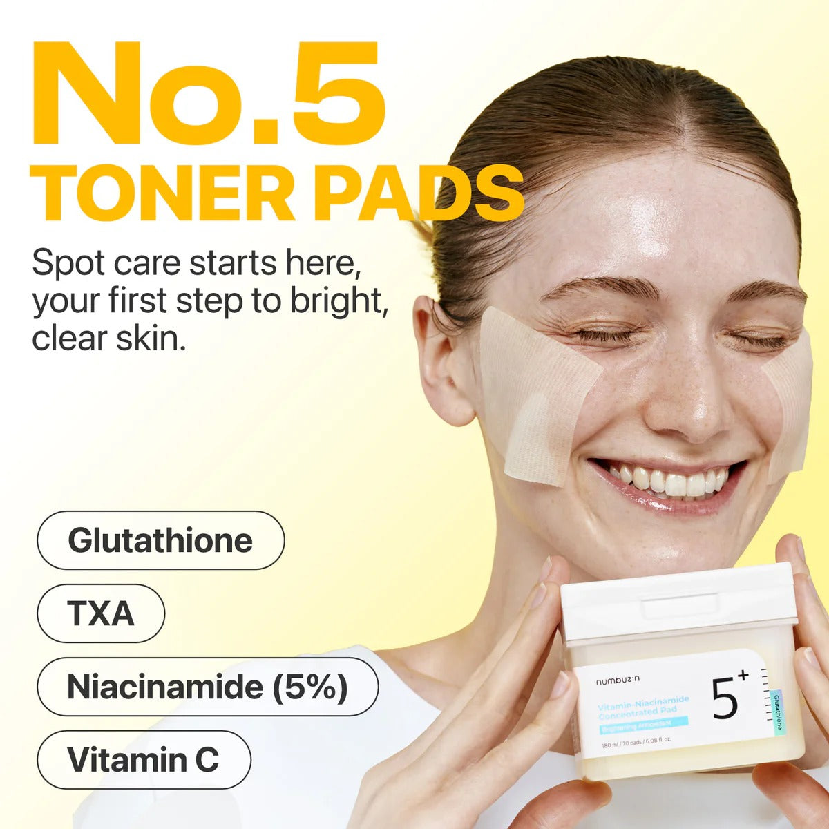 Numbuzin - No.5 Vitamin-Niacinamide Concentrated Toner Pads - 70 Pads