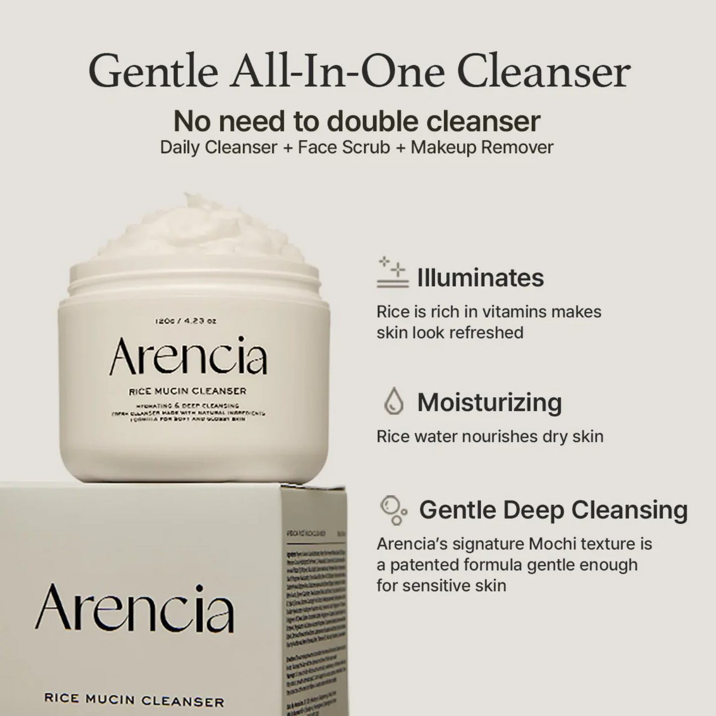 Arencia - Rice Mucin Face Cleanser - 120g