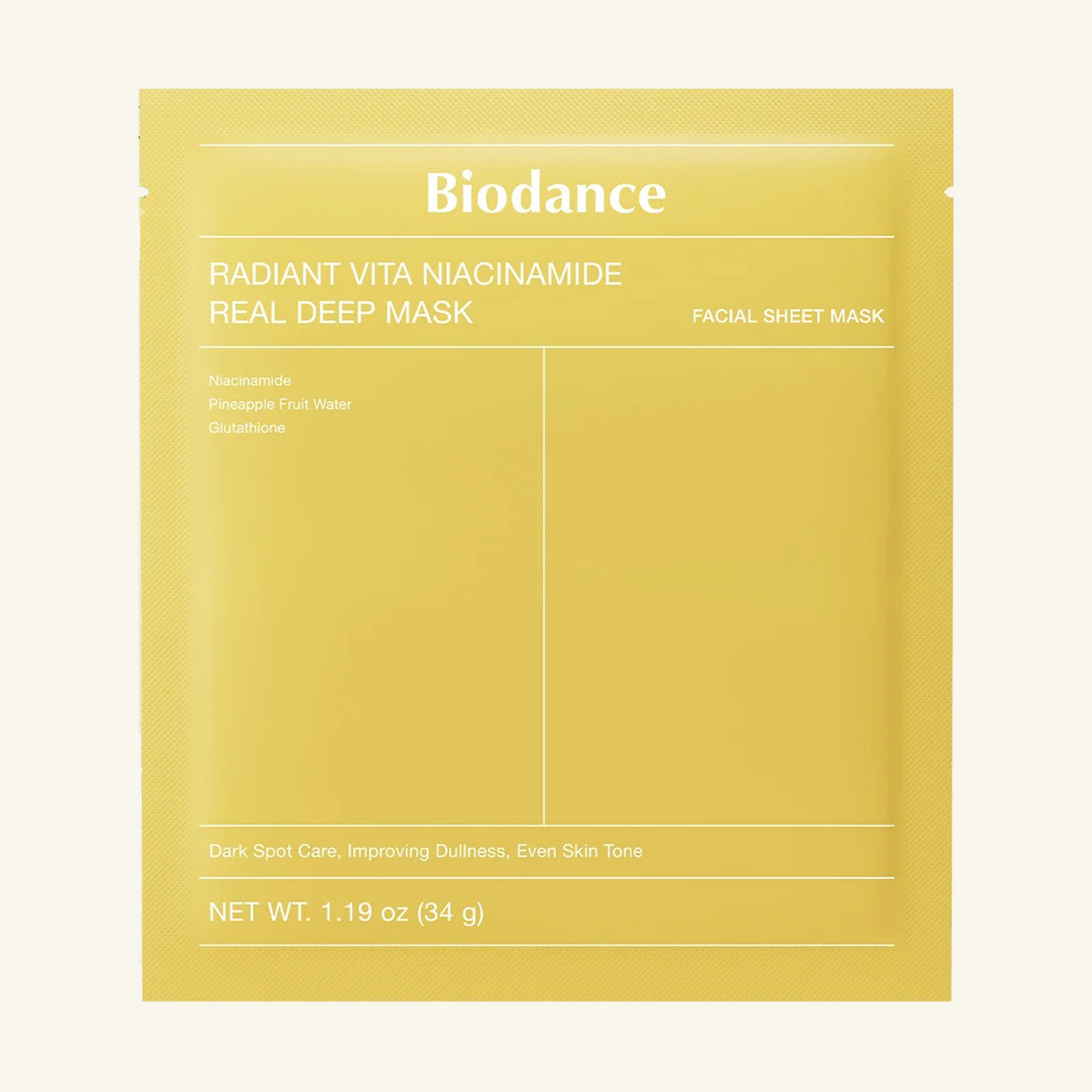 Biodance Radiant Vita Niacinamide Real Deep Mask – Brightening & Glow Sheet Mask (Single)