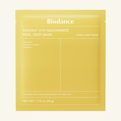 Biodance Radiant Vita Niacinamide Real Deep Mask – Brightening & Glow Sheet Mask (Single)