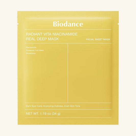 Biodance Radiant Vita Niacinamide Real Deep Mask – Brightening & Glow Sheet Mask (Single)