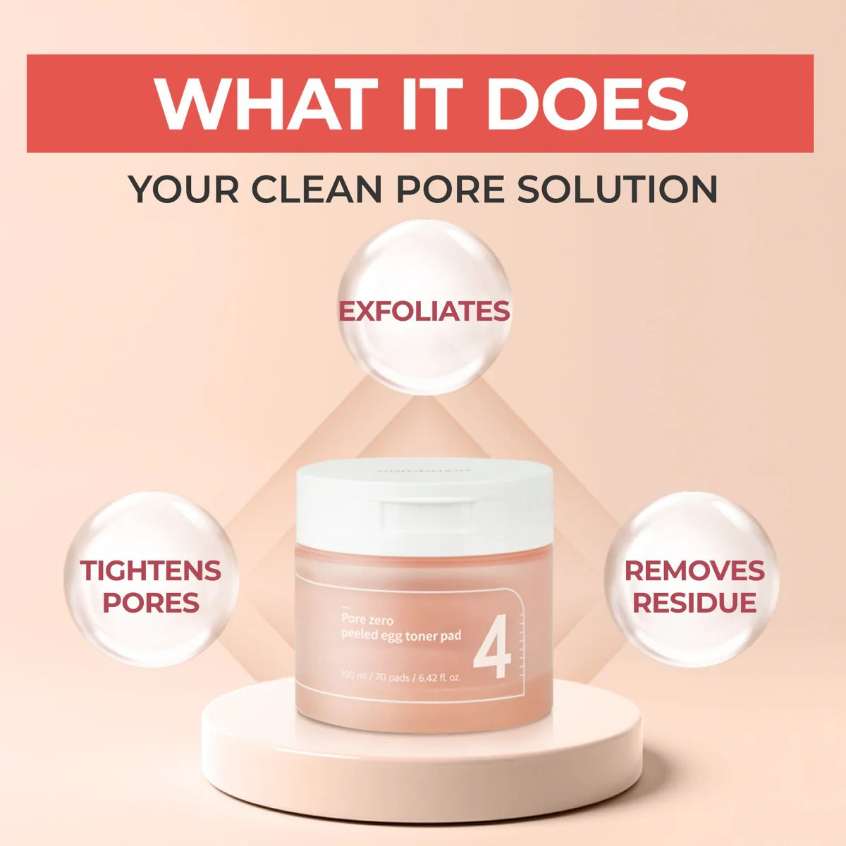 Numbuzin - No.4 Pore Zero Peeled Egg Toner Pads - 70 Pads