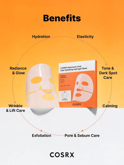 COSRX - 5 PDRN Hyaluronic Acid Vital Hydrating Hydrogel Mask - 3 Masks