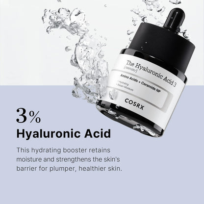 COSRX The Hyaluronic Acid 3 Serum 20ml – 3% Hyaluronic + Ceramide Hydrating Serum for Deep Moisture, Plumping & Barrier Strengthening
