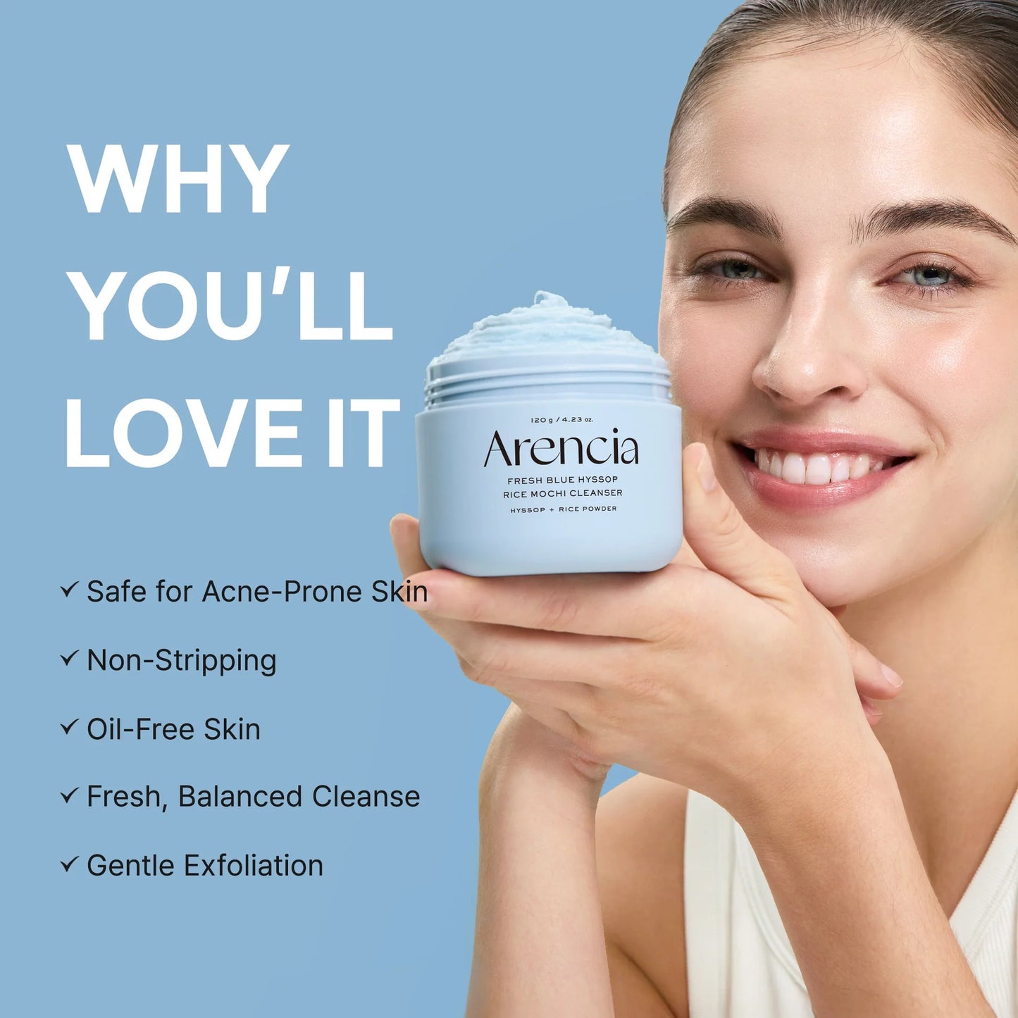 Arencia - Blue Hyssop Rice Mochi Cleanser - 120g
