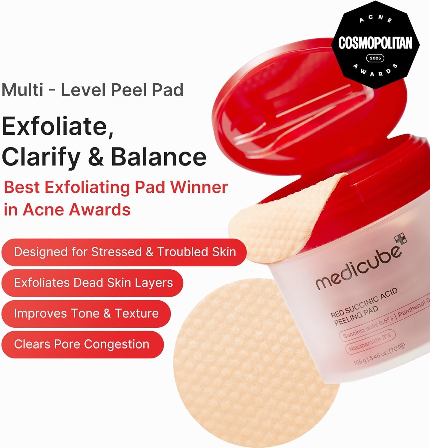 Medicube - Red Succinic Acid Peeling Pad - 70 Pads