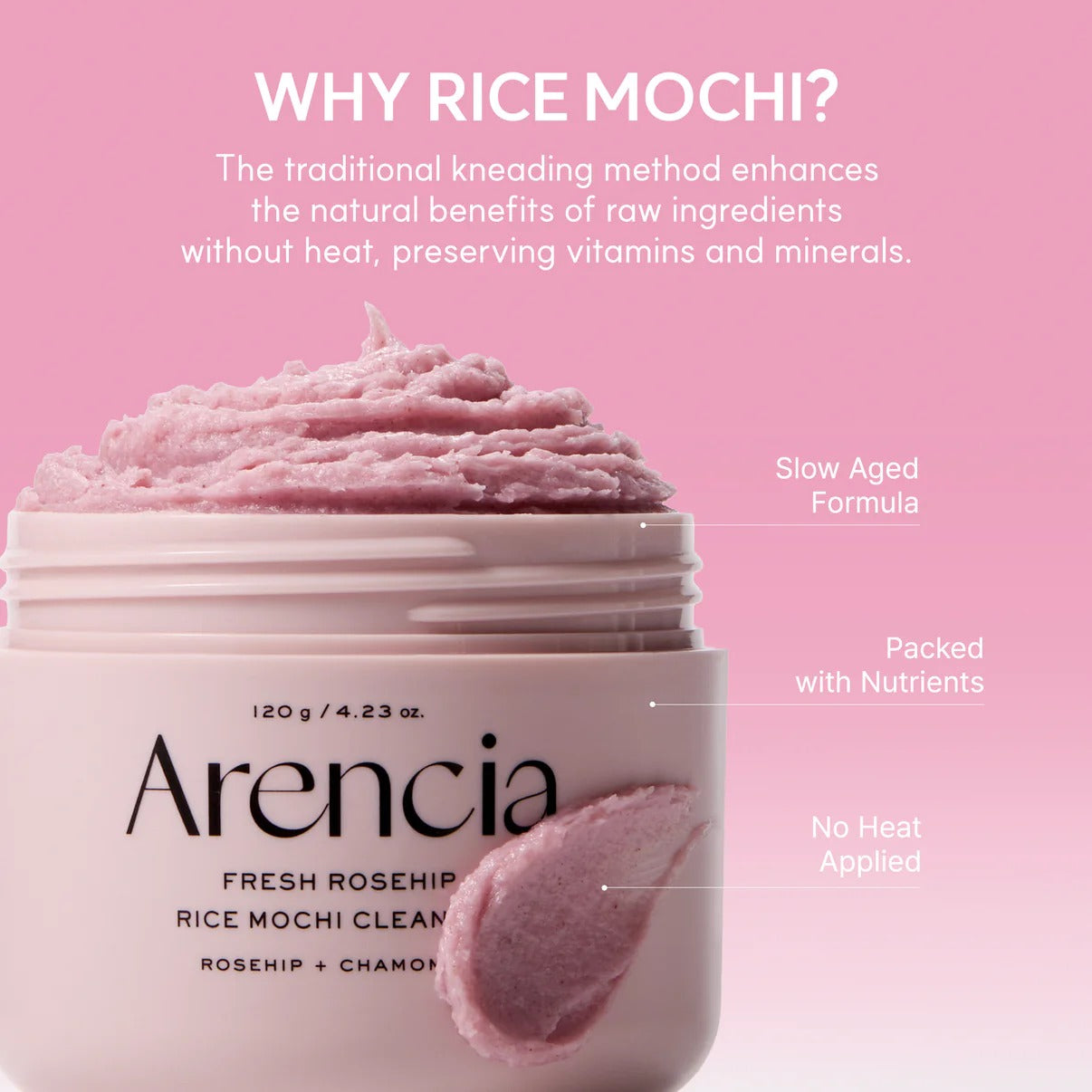 Arencia - Fresh Rosehip Rice Mochi Cleanser - 120g