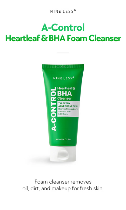 Nineless - A-Control Heartleaf & BHA Foam Cleanser - 120ml