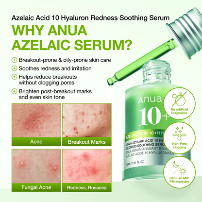 Anua - Azelaic Acid 10 Hyaluron Redness Soothing Serum - 30ml