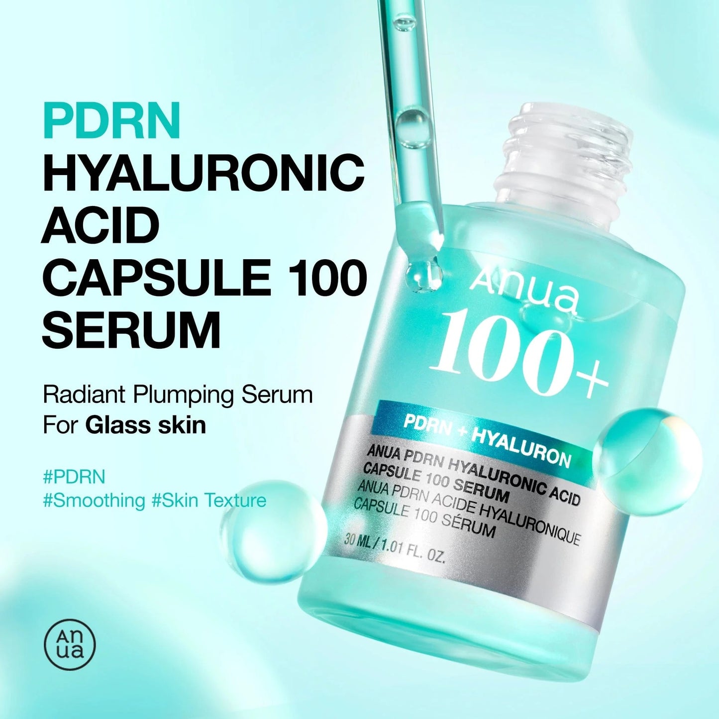 Anua - PDRN Hyaluronic Acid Capsule 100 Serum – 30ml Deep Hydration, Barrier Support & Radiant Glow Serum