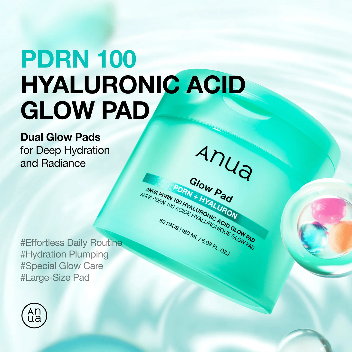 Anua - PDRN 100 Hyaluronic Acid Glow Pad - 60 Pads