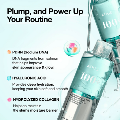 Anua - PDRN 100 Hyaluronic Acid Booster Toner - 250ml