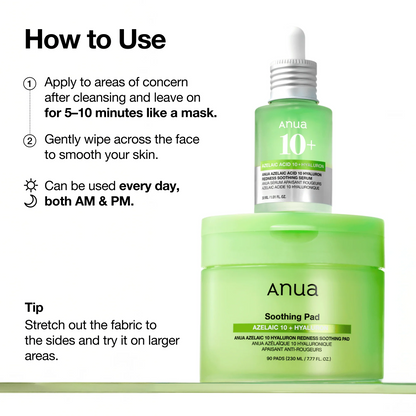 Anua - Azelaic 10 Hyaluron Redness Soothing Pad - 90 Pads