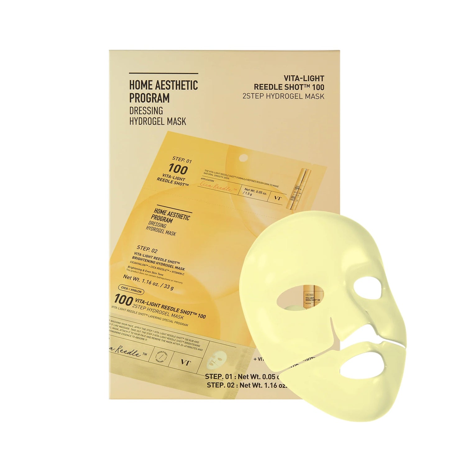 VT Cosmetics - Vita-Light Reedle Shot 100 2-Step Hydrogel Mask - 33g (Single)