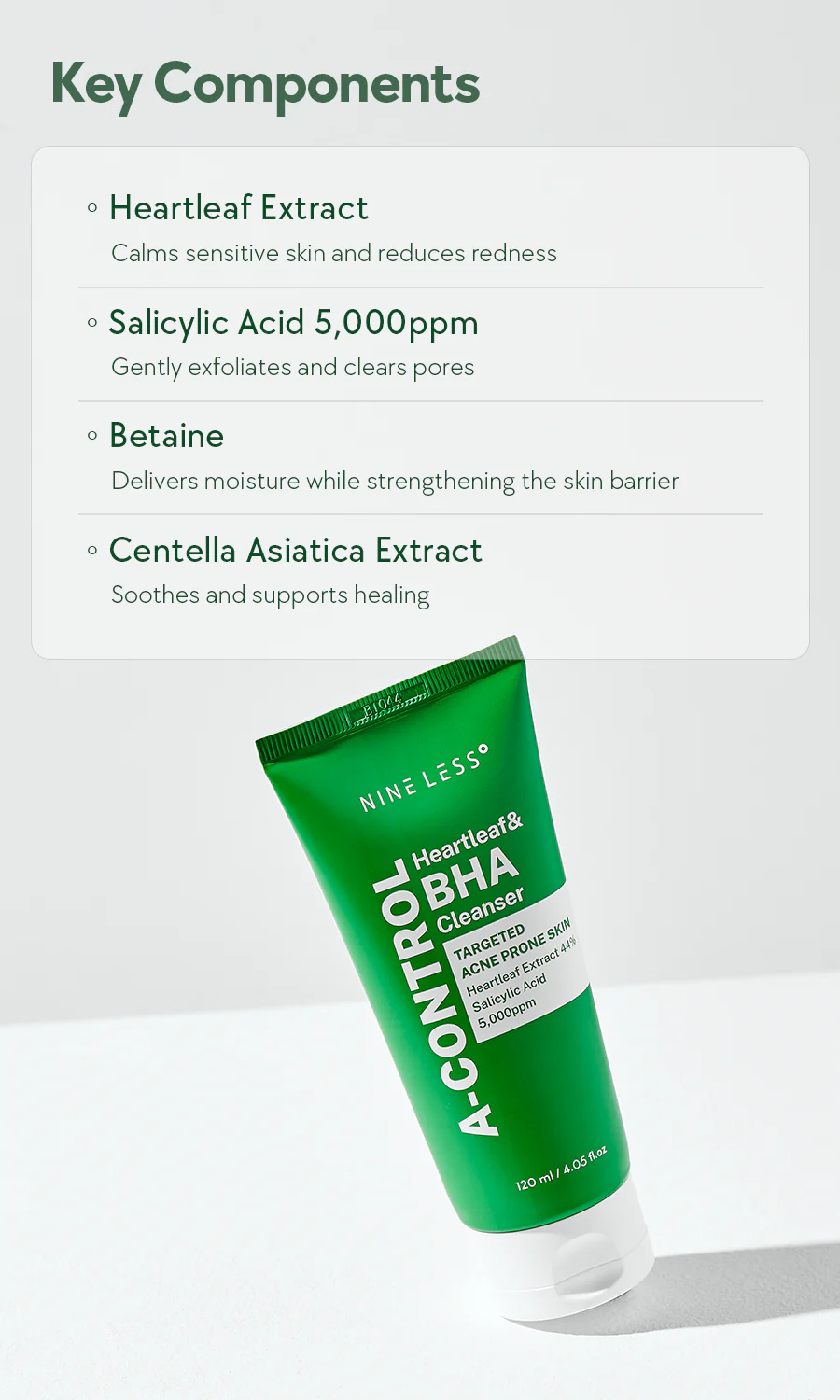 Nineless - A-Control Heartleaf & BHA Foam Cleanser - 120ml