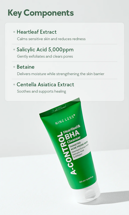 Nineless - A-Control Heartleaf & BHA Foam Cleanser - 120ml