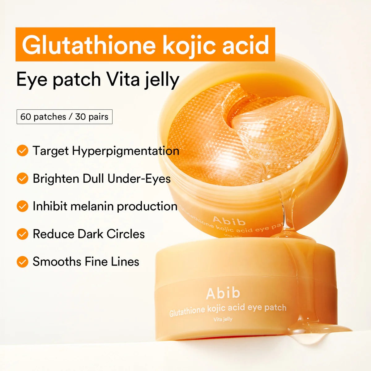 Abib - Glutathione Kojic Acid Eye Patch Vita Jelly - 60 Patches