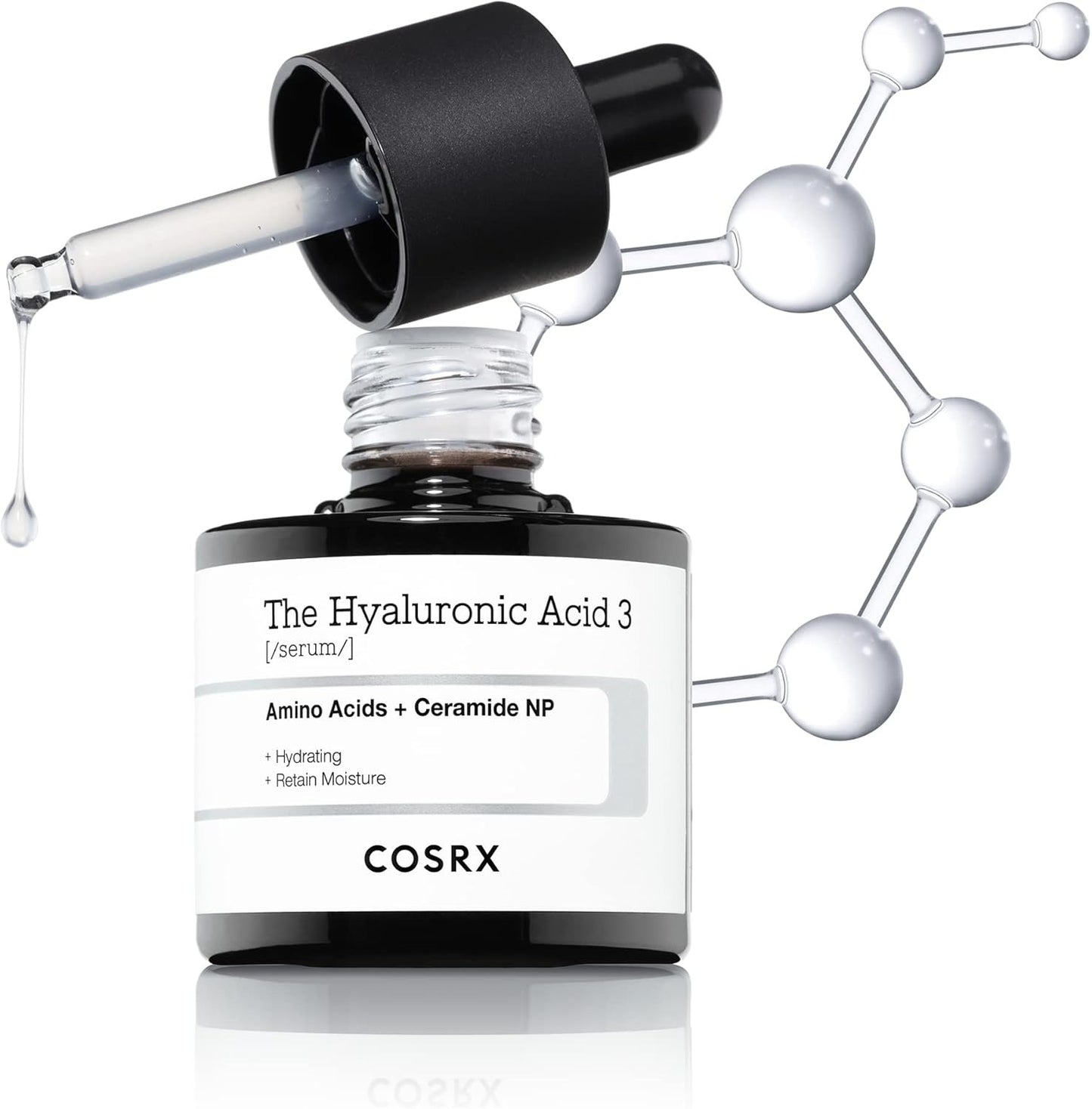 COSRX The Hyaluronic Acid 3 Serum 20ml – 3% Hyaluronic + Ceramide Hydrating Serum for Deep Moisture, Plumping & Barrier Strengthening