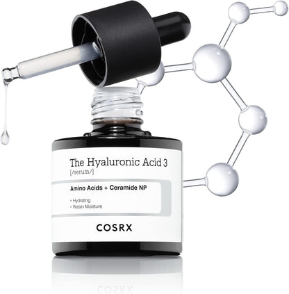 COSRX The Hyaluronic Acid 3 Serum 20ml – 3% Hyaluronic + Ceramide Hydrating Serum for Deep Moisture, Plumping & Barrier Strengthening