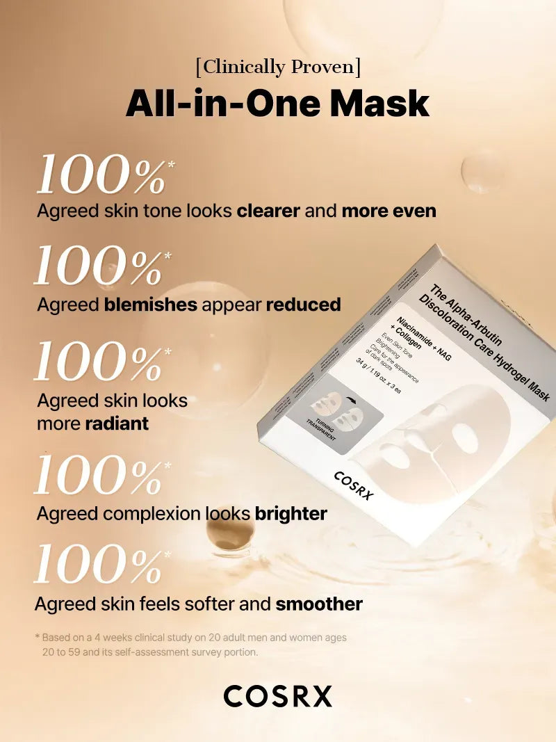 COSRX - The Alpha-Arbutin Discoloration Care Hydrogel Mask - 3 Pack