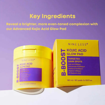 Nineless - B-Boost Kojic Acid Glow Pad – Brightening & Tone-Refining Toner Pads